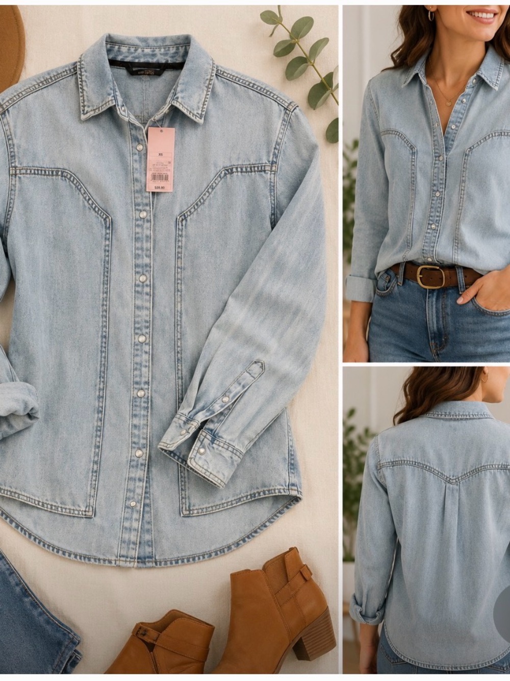 wild fable Light Wash Denim Button-Down Shirt